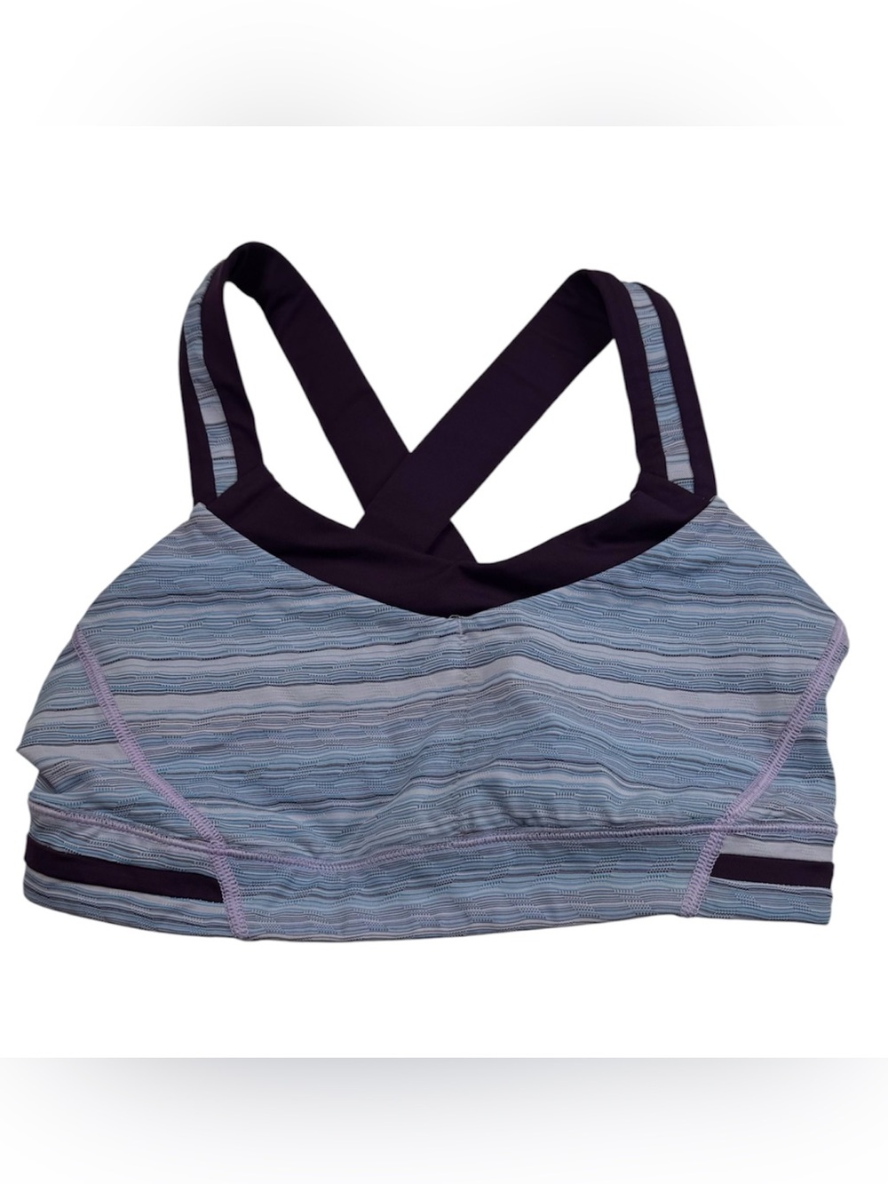 Lululemon Sports Bra Women’s Size 6 Blue/Purple Crisscross Back Yoga Workout Top